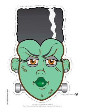 Máscara de Frankenstein Mujer para Imprimir Gratis.