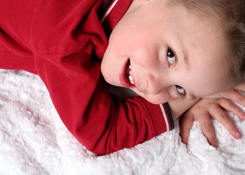 Caleb on white blanket