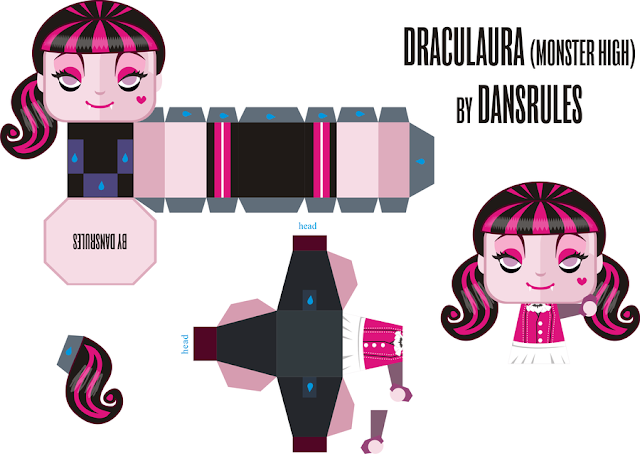 Monster High: 3D Draculaura. Free Printable.  