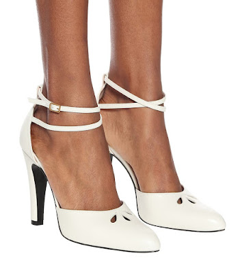 The Prettiest White Shoes I've Seen In A Long Time : Gucci Ankle Strap Leather Pumps In White