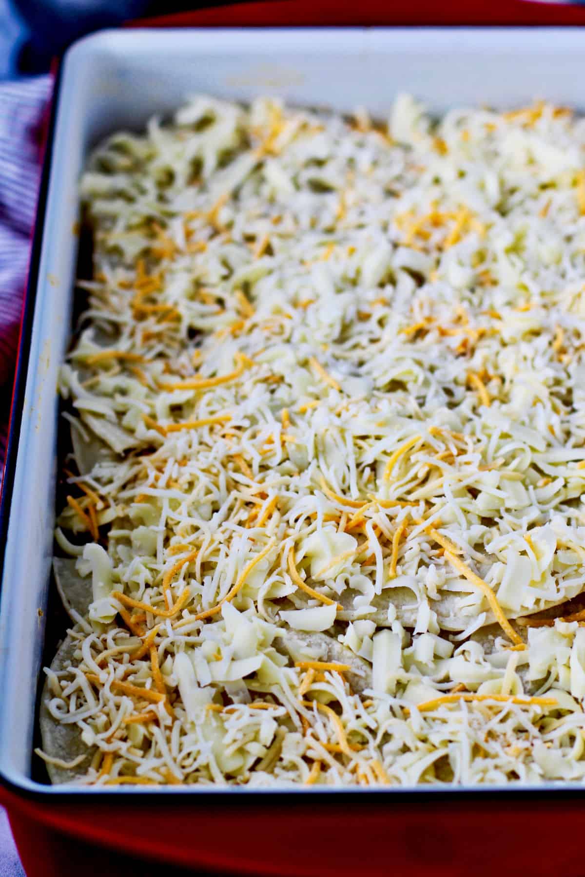 Mexican Chicken Lasagna before baking.