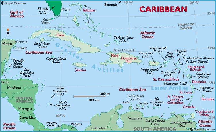 Map Of Caribbean In Spanish. Caribbean region