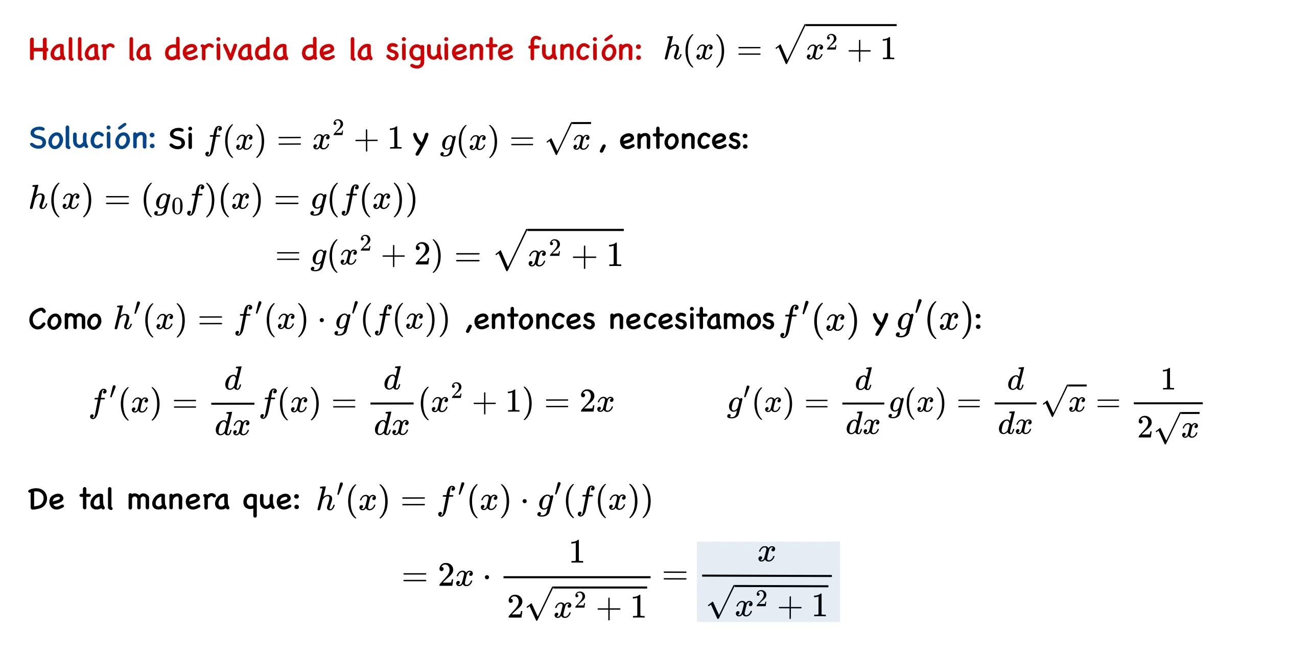 Derivada de una composición de dos funciones