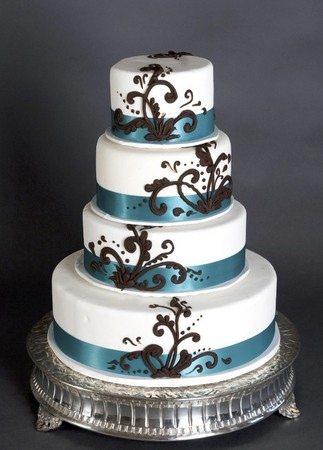 Blue and White Wedding Cake