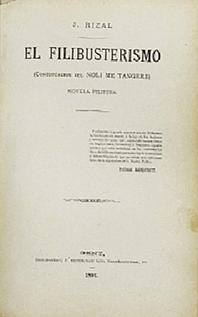 Title page of the 1899 edition of Jose Rizal’s El Filibusterismo