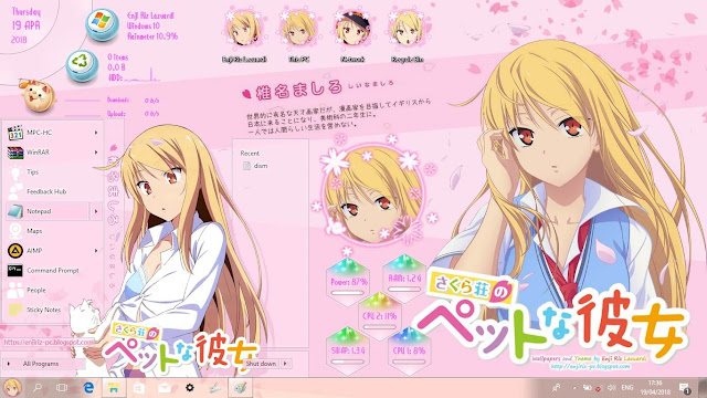 Sakurasou no Pet na Kanojo Theme Win 10 Ver. 1803 by Enji Riz Lazuardi