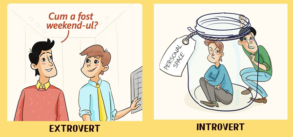 12 ilustrații care arată cum introvertiții și extrovertiții văd lumea12 ilustrații care arată cum introvertiții și extrovertiții văd lumea