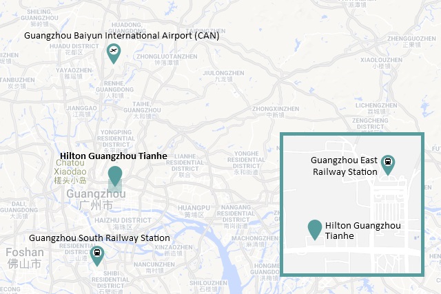 Location Map of Hilton Guangzhou Tianhe courtesy of GoogleMaps