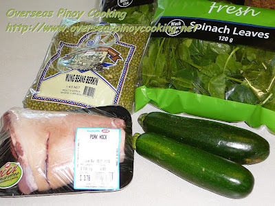 Ginisang Mungo with Pork Pata and Zucchini - Ingredients