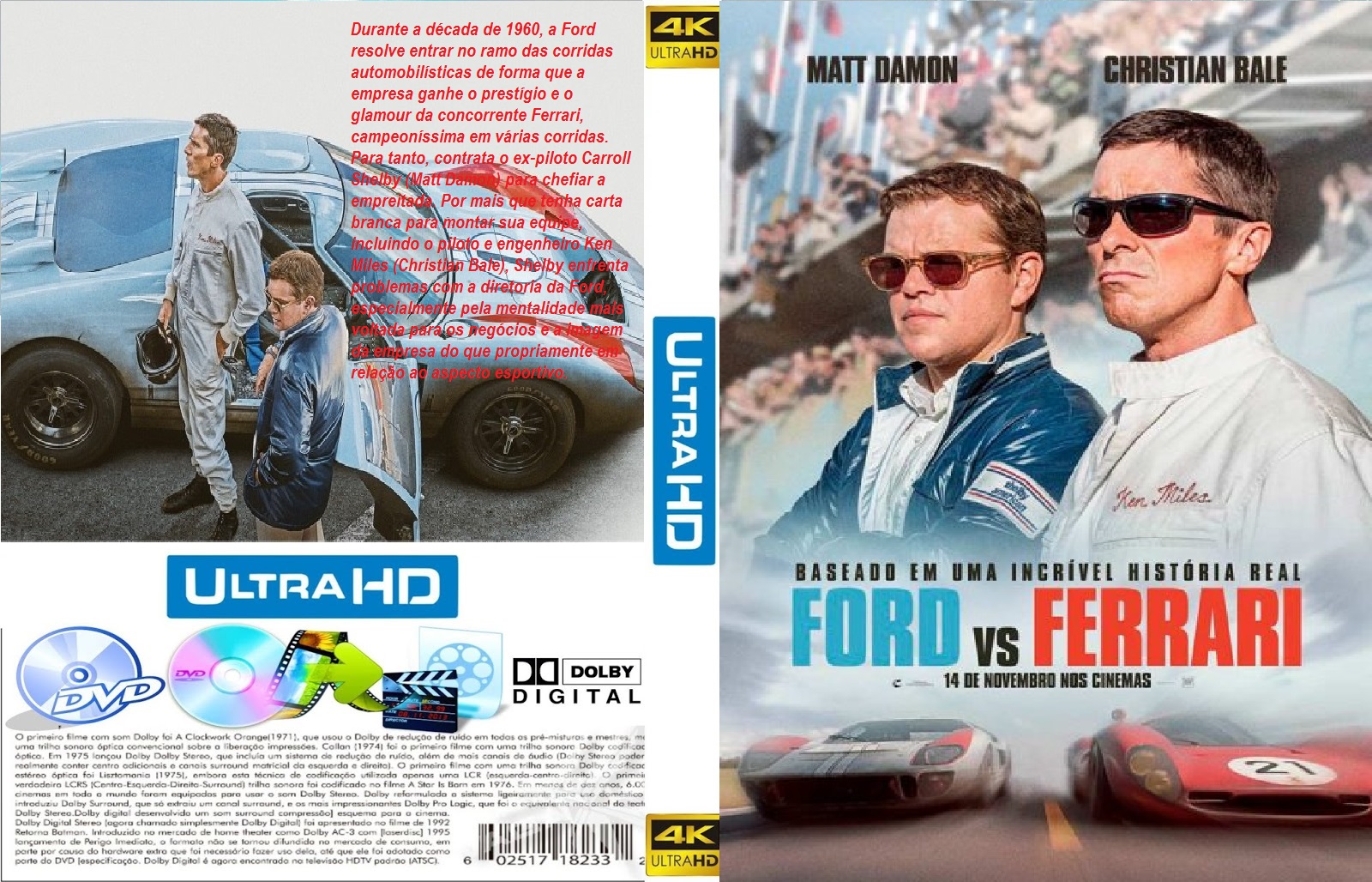 Tudo Capas 04: Ford Vs Ferrari - Capa Filme DVD