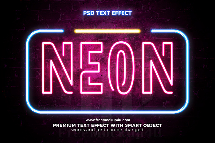 Realistic Hype Pink Neon Glow MockUp 3D Text Effect