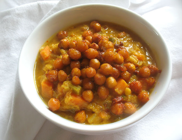 lentils with roasted chickpeas