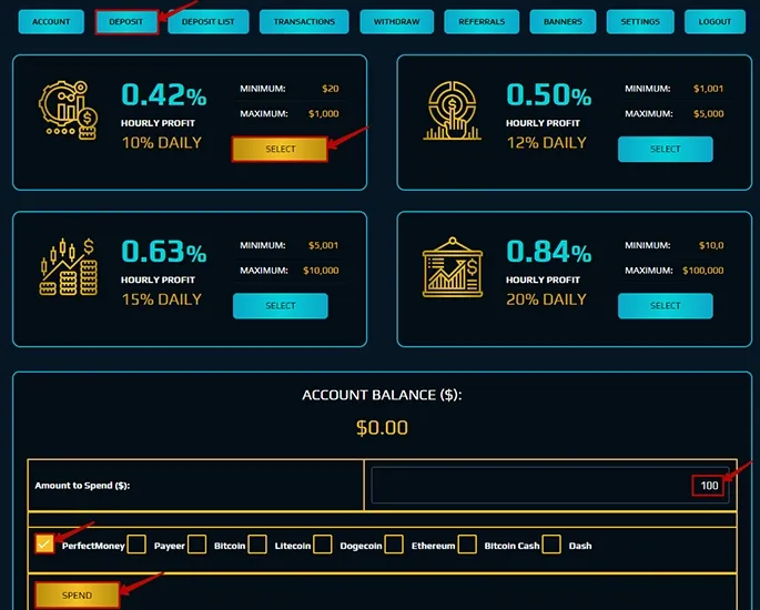 Создание депозита в LifeProfit