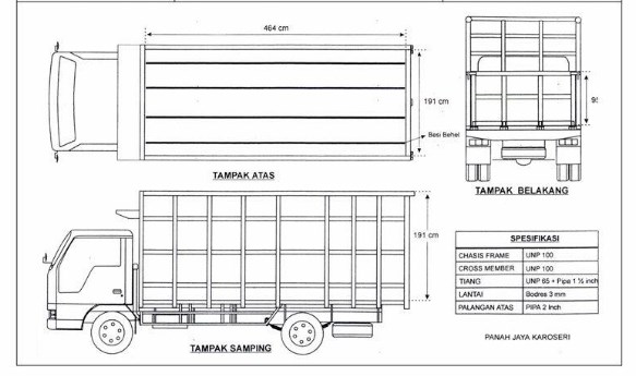 Ukuran Bak Truk Pasir  MITSUBISHI 6RODA.