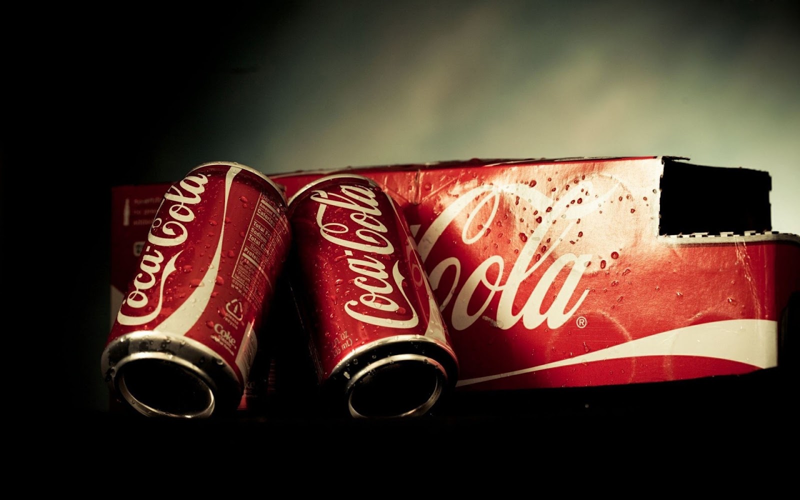 Coca Cola Cans Water Drops Desktop Wallpaper high definition desktop.