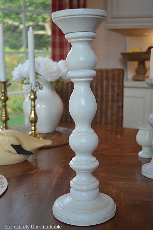 Tall White Wooden Candle Holder
