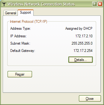 Tampilan IP Address dari Fitur DHCP