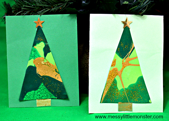 Christmas tree spin art craft for kids