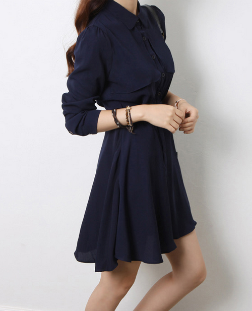 Navy Dress with Flaps