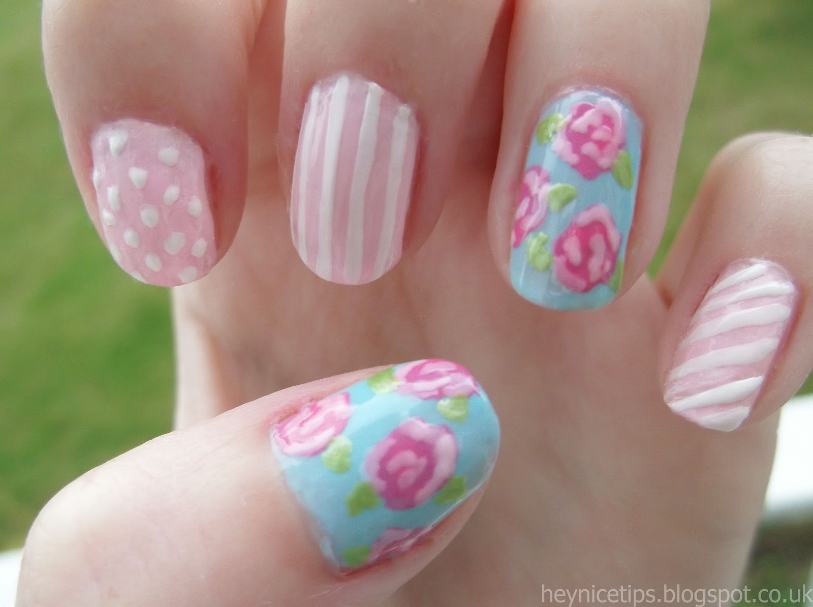 This is my shabby chic/vintage rose nail art tutorial, inspired by ...