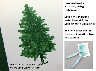 How to do the Faux Watercolor technique using Aqua painters and the tree from Stampin'UP!'s Merry Moose Stamp Set 