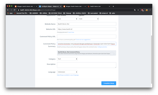 Memasang komentar disqust di blogger