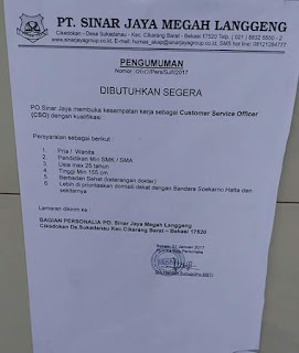 Rangkuman lowongan kerja lupy hakim februari 2017