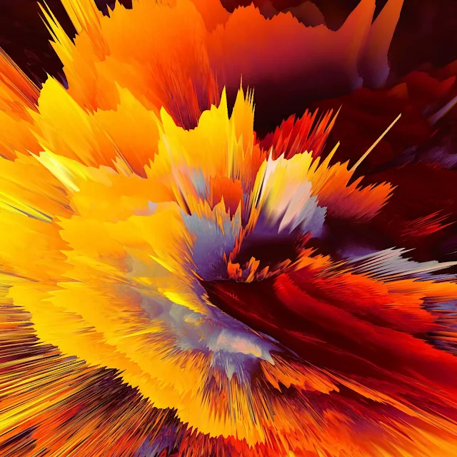 Explosion, Yellow, Digital art, HD