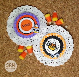 SRM Stickers Blog - Halloween Doily Treats by Christine - #halloween #stickers #punchedpieces #favors #treat bags