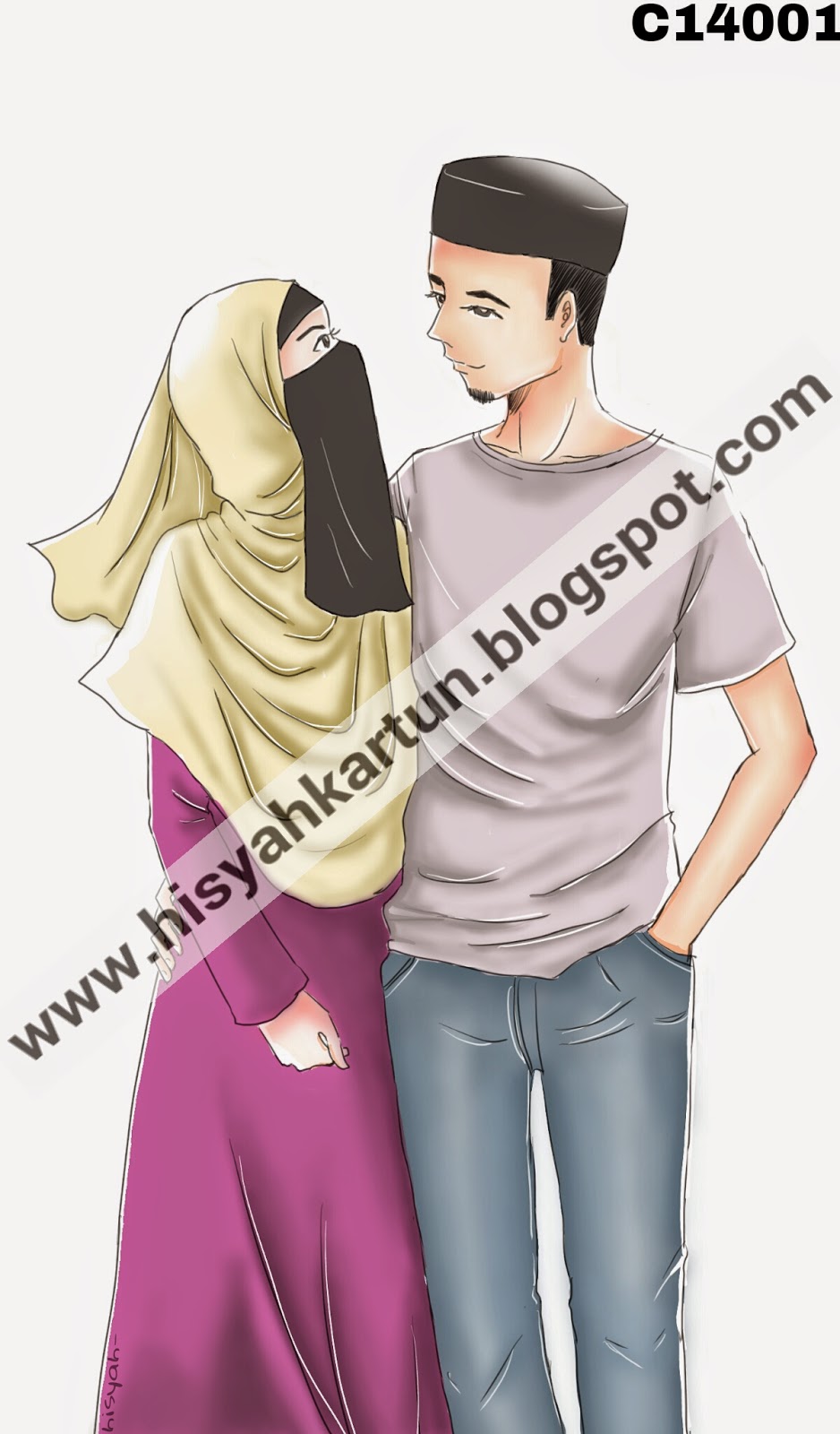 Gambar Kartun Muslim Couple Romantis