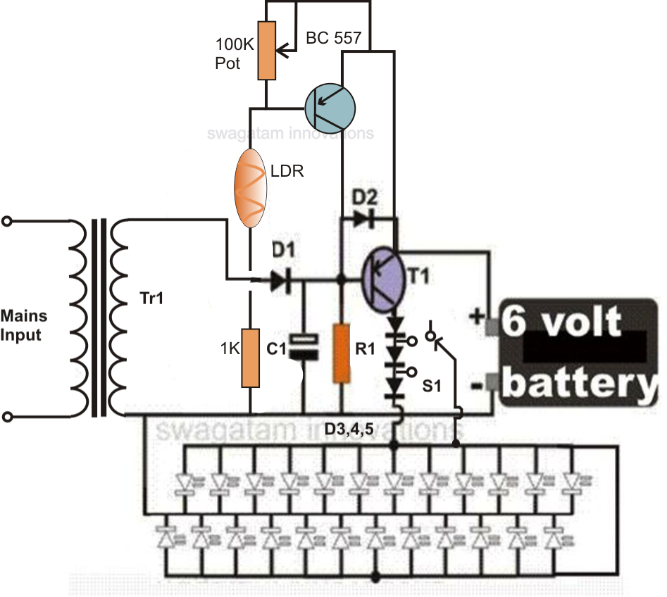 Simple LED  Emergency Light  Circuit  Uydudoktoru