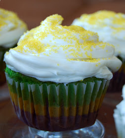 Striped Mardi Gras Cupcakes