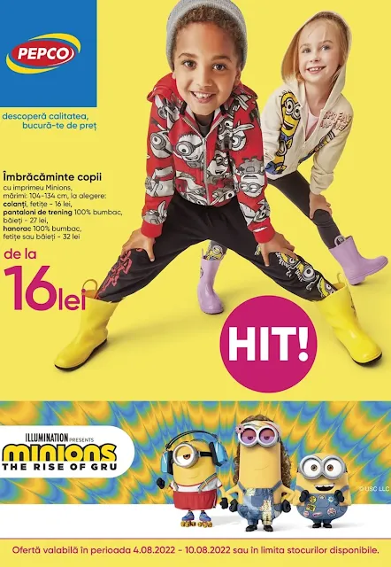 PEPCO Brosura + Promotii si oferte 3-11.08 2022→ Colecția Minions