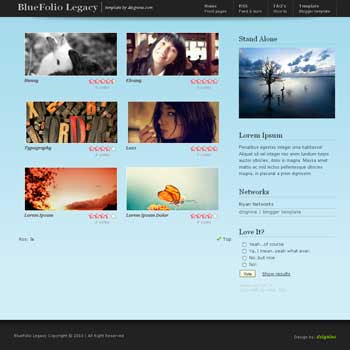 BlueFolio V2 (Legacy) free blogger template for photo blog template