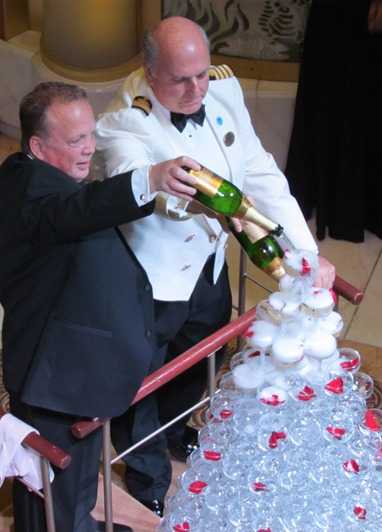 17050159 May 14 Maitre d Hotel Francesco Ciorfito Champagne Waterfall