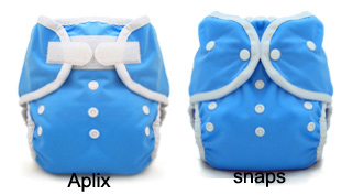 review of cloth diaper closures in snaps and hook-and-loop