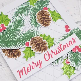 Sunny Studio Stamps: Christmas Trimmings Diamond Embossing Folder Classic Christmas Card by Lexa Levana