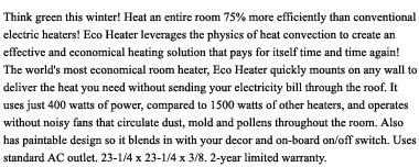 Eco-heater 602 room healter description images