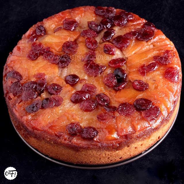 PEAR CRANBERRY UPSIDE DOWN CAKE