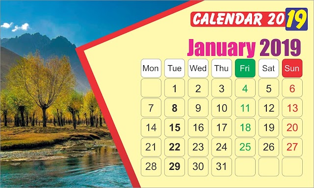 Download 2019 Table/Desk Calendar Source File