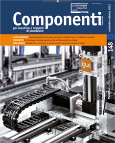 Componenti Industriali 148 - Settembre & Ottobre 2012 | ISSN 1973-7262 | CBR 96 dpi | Bimestrale | Professionisti | Industria
Componenti Industriali. nasce nel 1995 come utile strumento di lavoro per Direttori Tecnici, system integrator, studi di engineering e progettisti: una pubblicazione in grado di offrire una panoramica a 360° sulla componentistica utilizzata nell’industria.
L’impronta è il più possibile pratica con un’ampia sezione dedicata alle applicazioni dei componenti, siano essi meccanici, oleodinamici, pneumatici o di automazione.
Gli articoli di taglio applicativo spaziano dai campi d’impiego tradizionali a quelli più innovativi: dalle energie rinnovabili, agli impianti asettici nei settori alimentare e farmaceutico, dal controllo delle macchine utensili ai sistemi di identificazione e diagnostica per le stesse, dalla gestione sempre più sofisticata delle macchine agricole e movimento terra ai processi di automazione intelligenti in settori chiave come l’automotive, il packaging e l’assemblaggio.