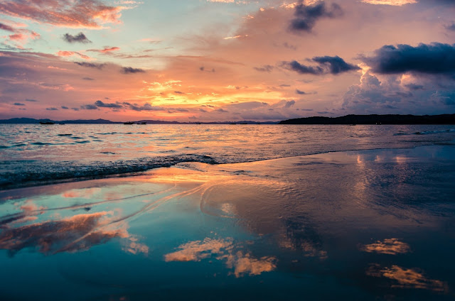 Gambar Pemandangan Pantai Sunset Indah Mempesona