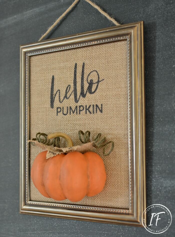 Repurposed Dollar Store Frame Hello Pumpkin Sign