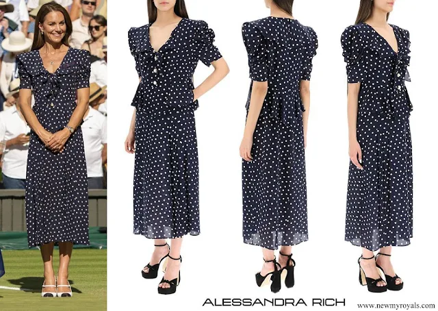 Kate Middleton wore Alessandra Rich Chelsea-collar Polka-dot silk crepe dress