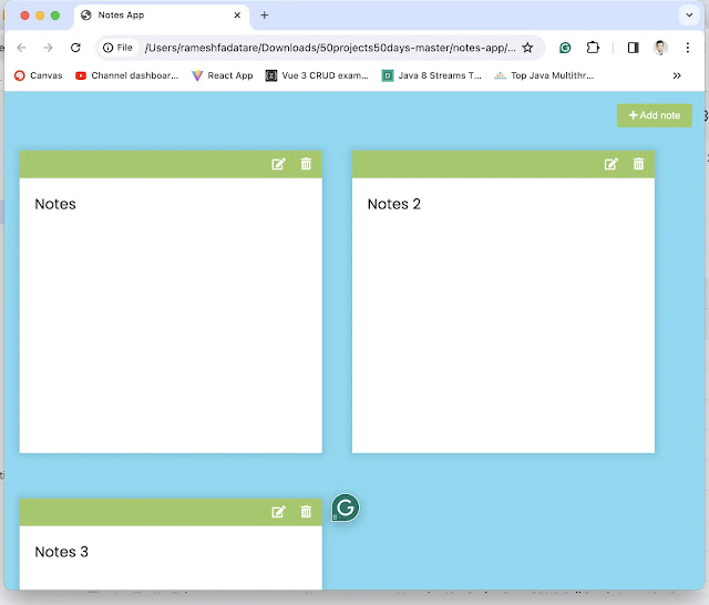 Notes App Using JavaScript, HTML, and CSS