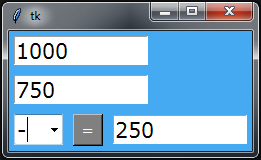 Python Tkinter Subtraction