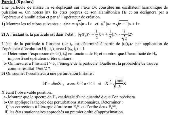 Exercice Corrigé en Physique Quantique : Oscillateur Harmonique 