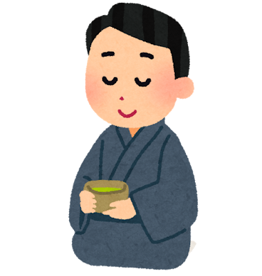 お茶を飲む男性のイラスト