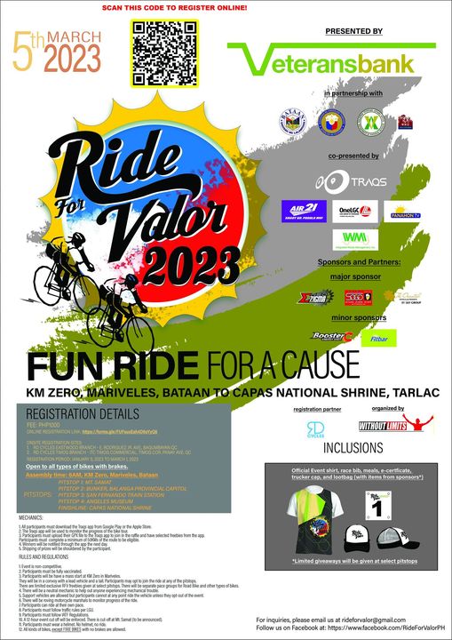 RIDE FOR VALOR - A BIKE FOR A CAUSE EVENT FOR BATAAN DEATH MARCH MARKERS & HERITAGE SITES