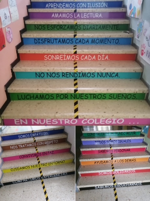frases en escaleras en los centros educativos